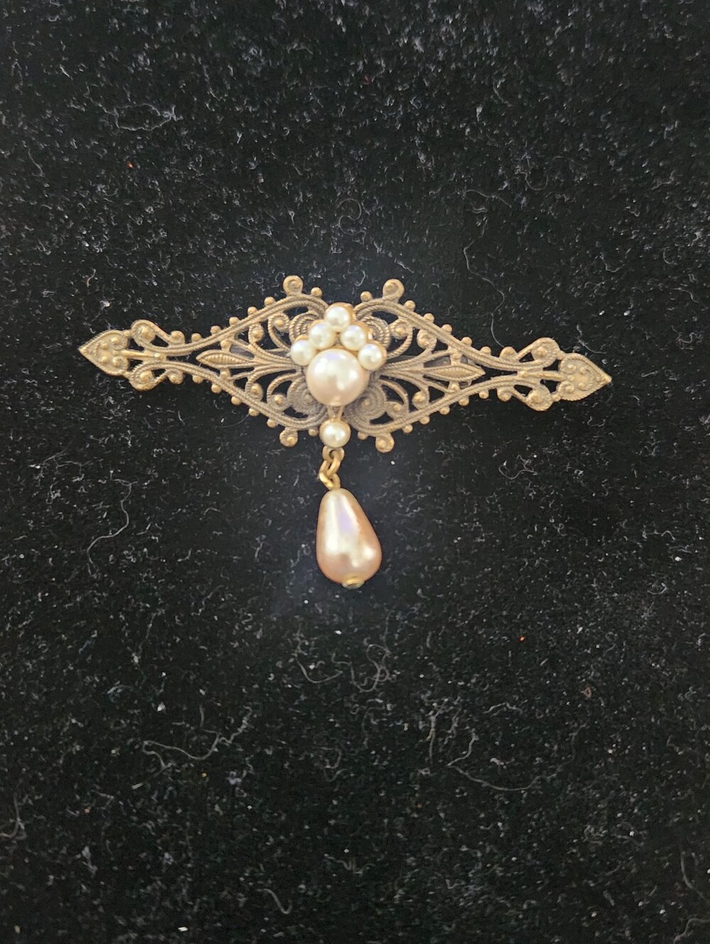 Vintage brooch, Victorian style, filigree, mother-of-pearl.